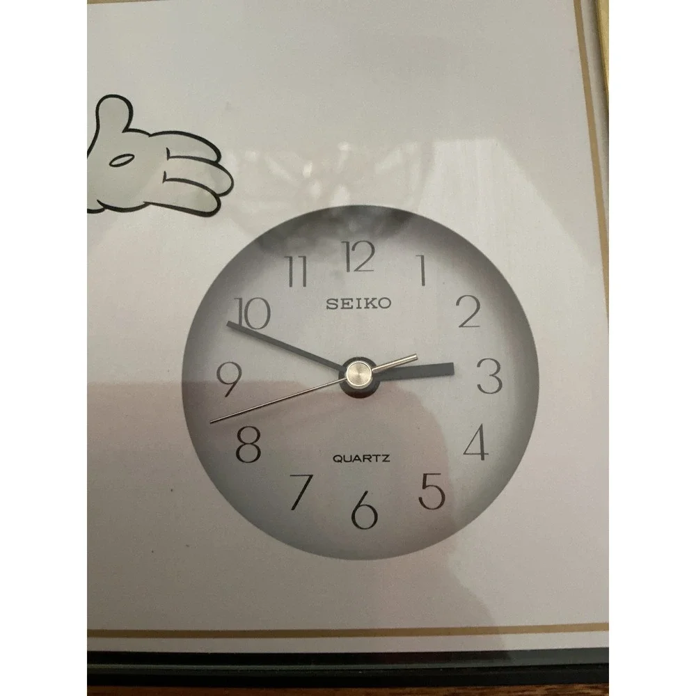 Seiko Disney Mickey Mouse Desk Clock Gold Tone Black Quartz QXZ503KR Vintage